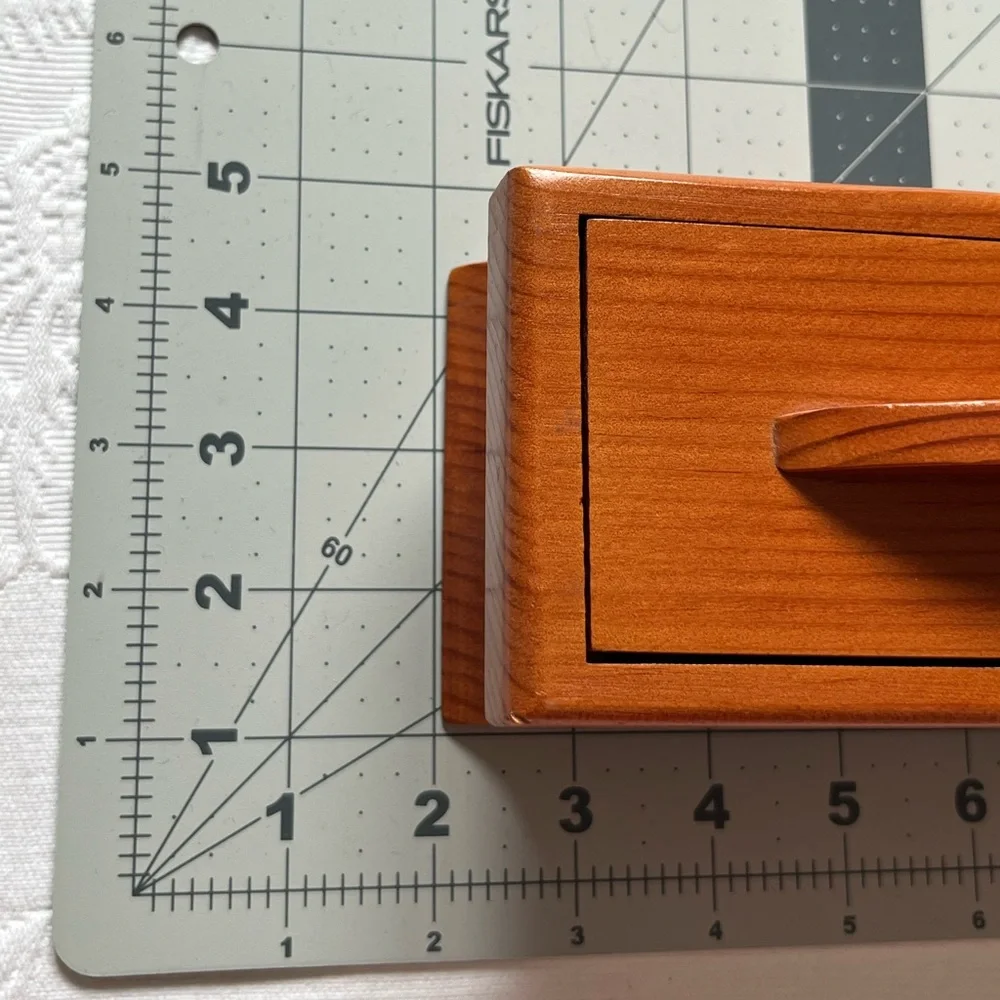 Vintage Wooden Trinket Box With Lid Signed Jewelry Small Keepsakes